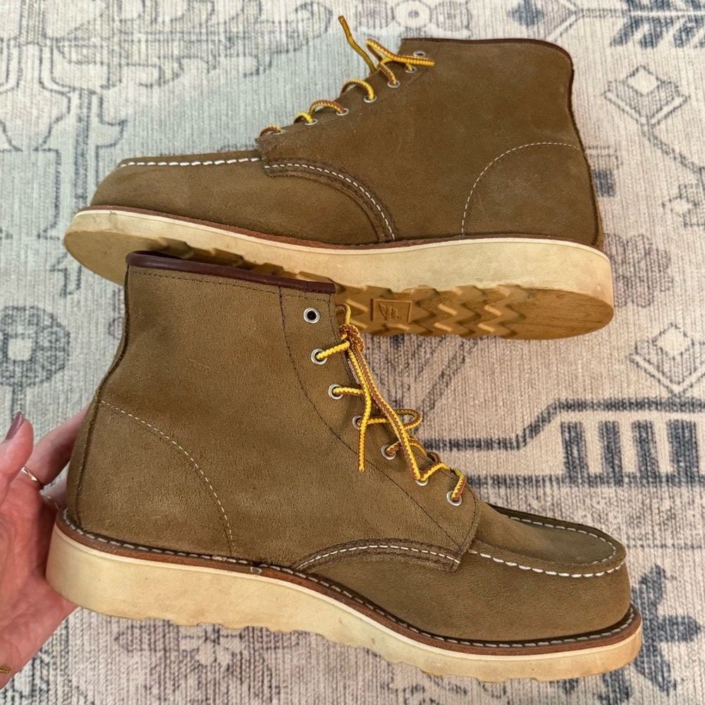 Red Wing Shoes Women’s Classic Moc Short Boots in Olive Suede Leather 9.5 - Picture 7 of 12